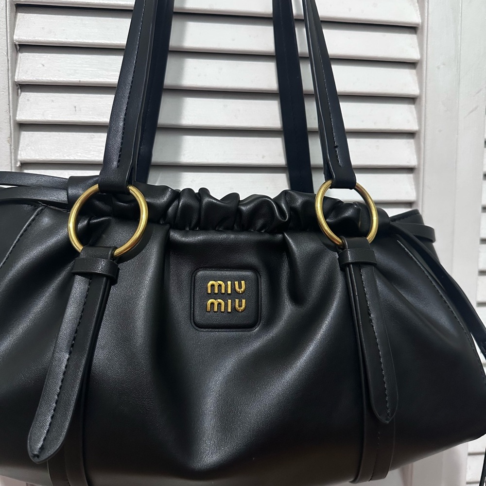 Miu Black Shoulder Bag with Tassel - Picture 2 of 8